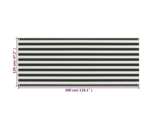 Balkona Aizslietnis, 120X300 Cm, Antracītpelēks Un Balts Hdpe Vidaxl