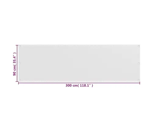 Balkona Aizslietnis, 90X300 Cm, Balts Hdpe Vidaxl