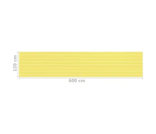 Balkona Aizslietnis, 120X600 Cm, Dzeltens Un Balts Hdpe Vidaxl