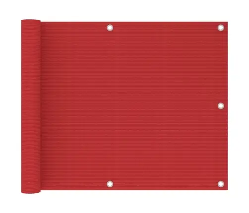 Balkona Aizslietnis, 75X500 Cm, Sarkans Hdpe Vidaxl