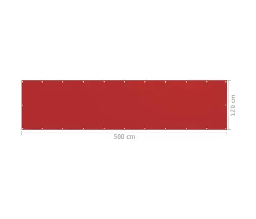 Balkona Aizslietnis, 120X500 Cm, Sarkans Hdpe Vidaxl