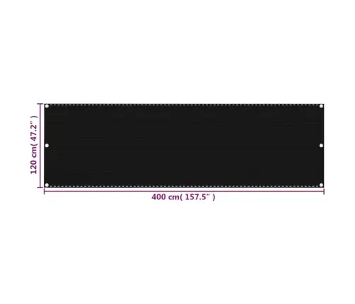 Balkona Aizslietnis, 120X400 Cm, Melns Hdpe Vidaxl