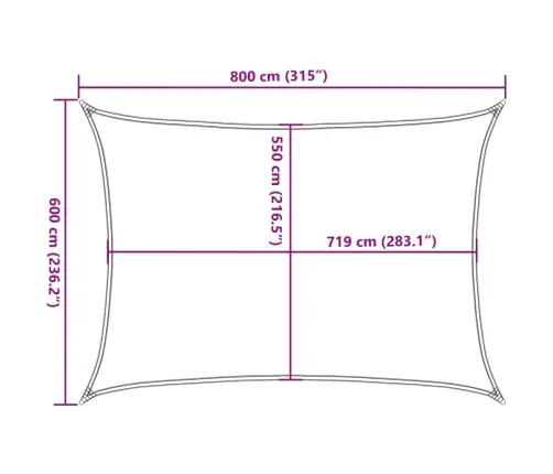 Päikesepuri 160 G/M² Antratsiithall, 6 X 8 M, Hdpe