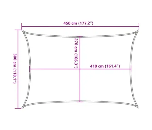 Päikesepuri 160 G/M², Valge, 3 X 4,5 M Hdpe