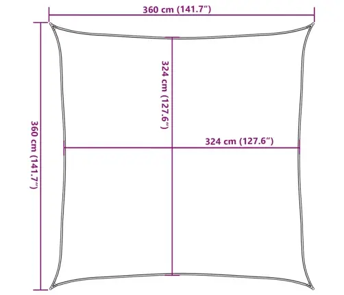 Saulessargs, 160 G/M², Sarkans, 3,6X3,6 M, Hdpe Vidaxl