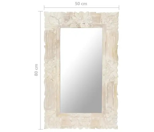 Spogulis, Balts, 80X50 Cm, Mango Masīvkoks Vidaxl
