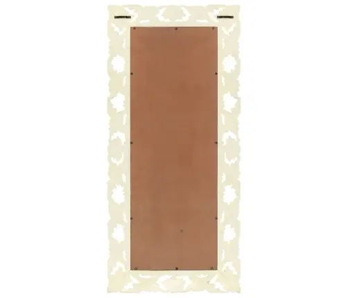 Veidrodis, Baltas, 110X50cm Mango Masyvas, Raižytas Rankomis