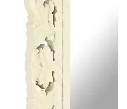 Veidrodis, Baltas, 110X50cm Mango Masyvas, Raižytas Rankomis