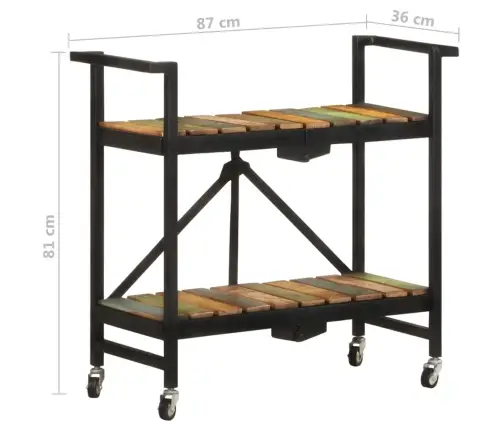 Virtuvės Vežimėlis, 87X36X81cm Perdirbtos Medienos Masyvas