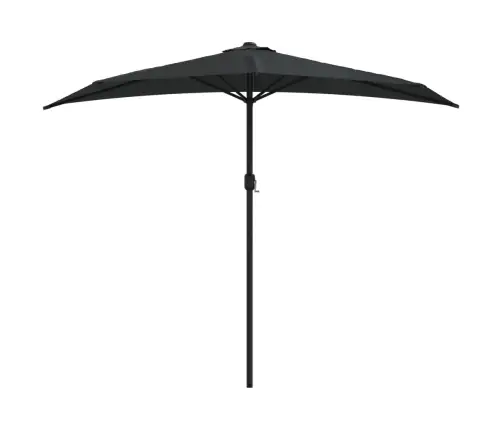 Balkono Skėtis Su Aliuminiu Stulpu, Juodas, 270X144X222Cm