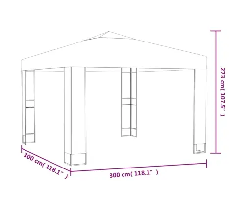 Pavėsinė Su Dvigubu Stogu, Taupe Spalvos, 3X3X2,7M, 180G/M²