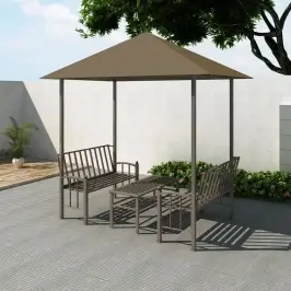 DÄrza Nojume Ar Galdu Un Soliem, 2,5X1,5X2,4 M, PelÄkbrÅ«na Vidaxl DÄrza Nojume Ar Galdu Un Soliem, 2,5X1,5X2,4 M, PelÄkbrÅ«na Vidaxl