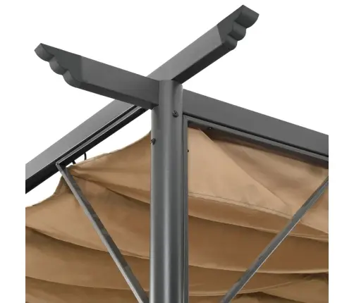 Pergolė Su Įtraukiamu Stogu, Taupe Spalvos, 3X3M, Plienas