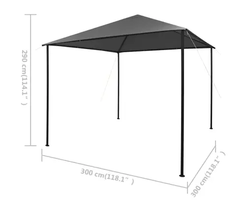 Dārza Nojume, 3X3 M, Antracītpelēka, Audums, Tērauds, 180 G/M² Vidaxl
