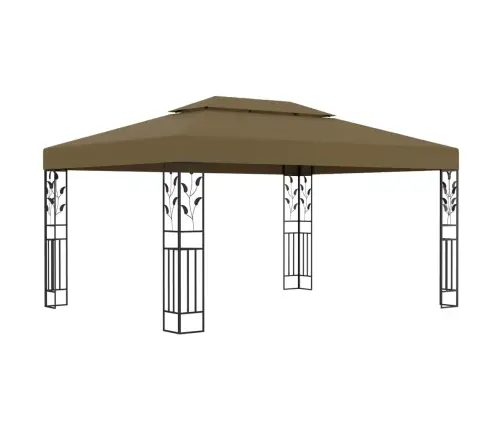 Dārza Nojume Ar Dubulto Jumtu, 3X4 M, Pelēkbrūna, 180 G/M² Vidaxl