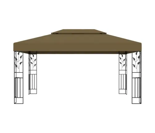 Dārza Nojume Ar Dubulto Jumtu, 3X4 M, Pelēkbrūna, 180 G/M² Vidaxl