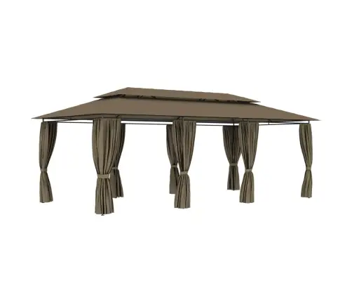 Pavėsinė Su Užuolaidomis, Taupe, 600X298X270cm 180G/M²