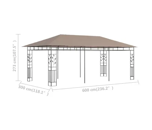 Pavėsinė Su Tinkleliu Nuo Uodų, Taupe Spalvos, 6X3X2,73M