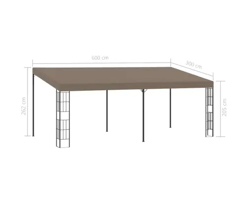 Dārza Nojume, Stiprināma Pie Sienas, 6X3 M, Pelēkbrūns Audums Vidaxl