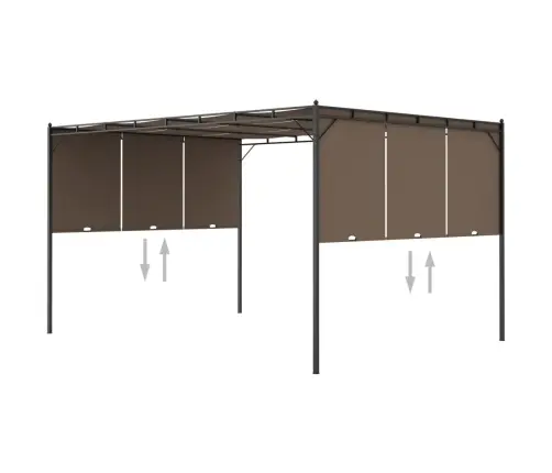 Dārza Nojume Ar Sānu Aizkariem, 4X3X2,25 M, Pelēkbrūna Vidaxl