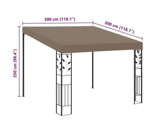 Seinale Kinnitatav Varjualune 3 X 3 X 2,5 M, Pruunikashall