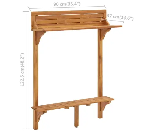 Baro Baldų Komplektas Balkonui, 3 Dalių, Akacijos Masyvas