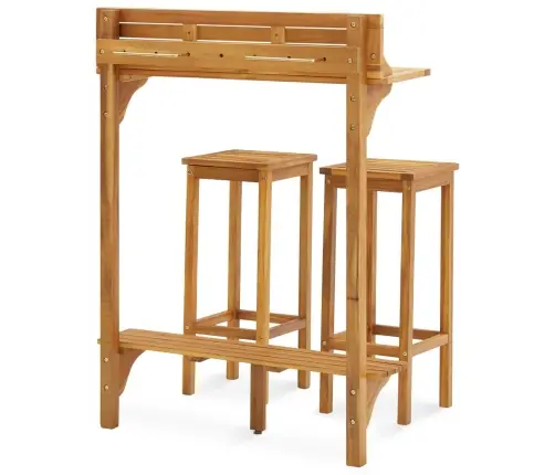 Baro Baldų Komplektas Balkonui, 3 Dalių, Akacijos Masyvas