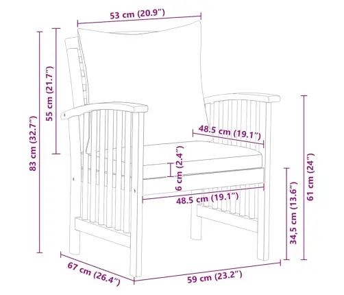Dārza Krēsli Ar Matračiem, 2 Gab., Akācijas Masīvkoks Vidaxl