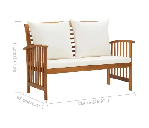 Sodo Baldų Komplektas Su Pagalvėmis, 2 Dalių, Akacijos Masyvas