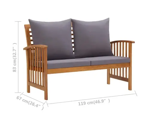 2-Daļīgs Dārza Atpūtas Mēbeļu Komplekts Ar Matračiem, Akācija Vidaxl