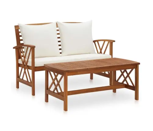 Sodo Baldų Komplektas Su Pagalvėmis, 2 Dalių, Akacijos Masyvas