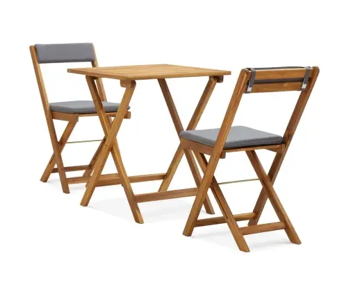 3-Daļīgs Bistro Mēbeļu Komplekts Ar Matračiem, Akācijas Koks Vidaxl