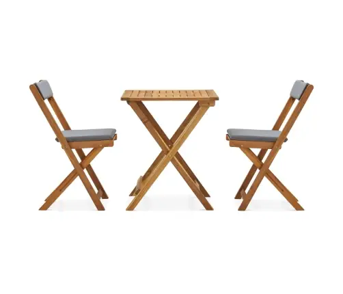 3-Daļīgs Bistro Mēbeļu Komplekts Ar Matračiem, Akācijas Koks Vidaxl