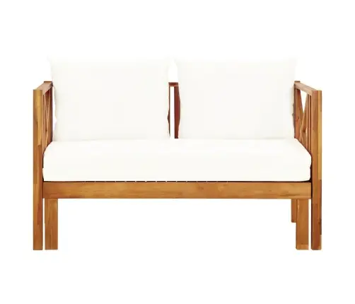 Divvietīgs Dārza Sols Ar Matračiem, 122 Cm, Akācijas Masīvkoks Vidaxl