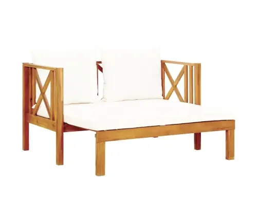 Divvietīgs Dārza Sols Ar Matračiem, 122 Cm, Akācijas Masīvkoks Vidaxl