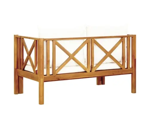 Divvietīgs Dārza Sols Ar Matračiem, 122 Cm, Akācijas Masīvkoks Vidaxl