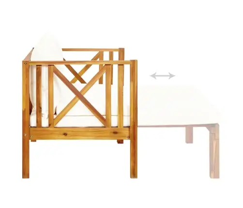 Divvietīgs Dārza Sols Ar Matračiem, 122 Cm, Akācijas Masīvkoks Vidaxl