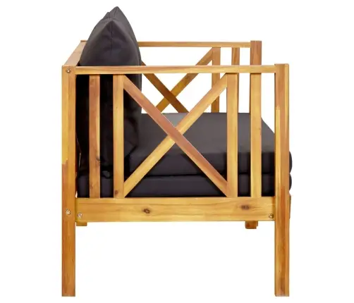 Divvietīgs Dārza Sols Ar Matračiem, 122 Cm, Akācijas Masīvkoks Vidaxl