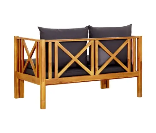 Divvietīgs Dārza Sols Ar Matračiem, 122 Cm, Akācijas Masīvkoks Vidaxl