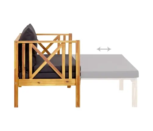 Divvietīgs Dārza Sols Ar Matračiem, 122 Cm, Akācijas Masīvkoks Vidaxl