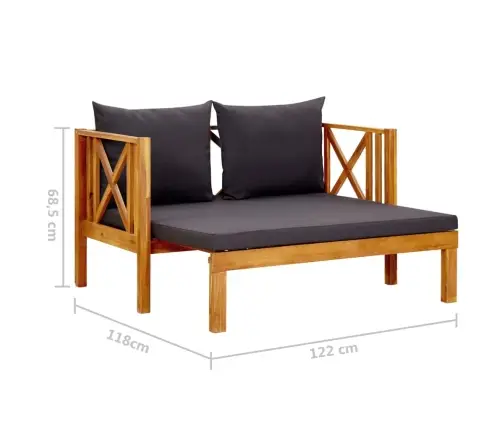 Divvietīgs Dārza Sols Ar Matračiem, 122 Cm, Akācijas Masīvkoks Vidaxl