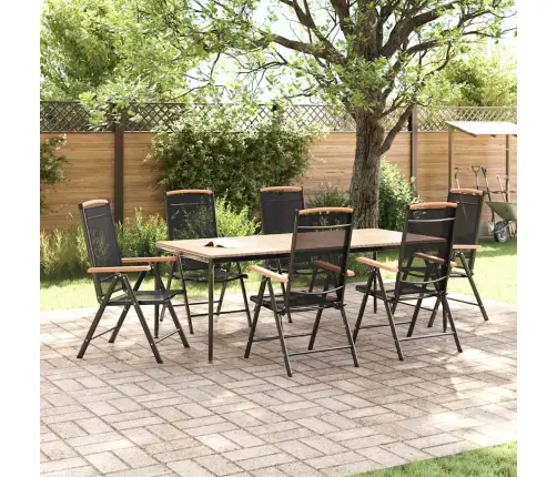 Sulankstomos Sodo Kėdės, 6Vnt., Juodos Spalvos, Tekstilenas