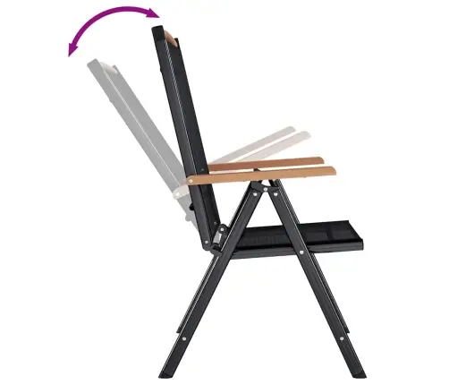 Sulankstomos Sodo Kėdės, 6Vnt., Juodos Spalvos, Tekstilenas