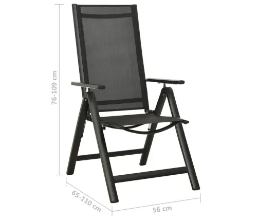 Saliekami Dārza Krēsli, 2 Gab., Tekstilēns, Alumīnijs, Melni Vidaxl
