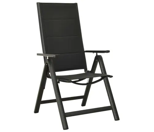 Saliekami Dārza Krēsli, 2 Gab., Tekstilēns, Alumīnijs, Melni Vidaxl