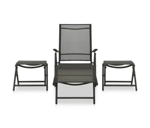 3-Osaline Aiamööblikomplekt, Textilene, Must