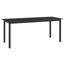 Sodo Stalas, Juodas, 190X90X74cm Aliuminis Ir Stiklas