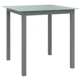 Sodo Stalas, Šviesiai Pilkos, 80X80X74cm Aliuminis Ir Stiklas