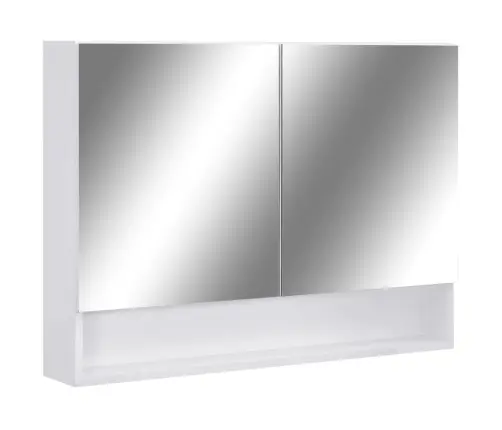 Veidrodinė Vonios Spintelė Su Led, Balta, 80X15X60cm Mdf