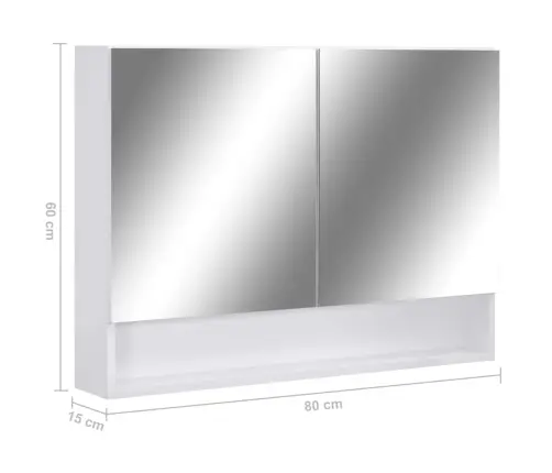 Veidrodinė Vonios Spintelė Su Led, Balta, 80X15X60cm Mdf